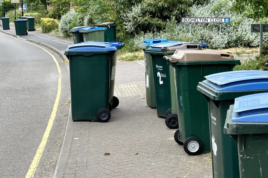 wheelie bins blocking the pavement