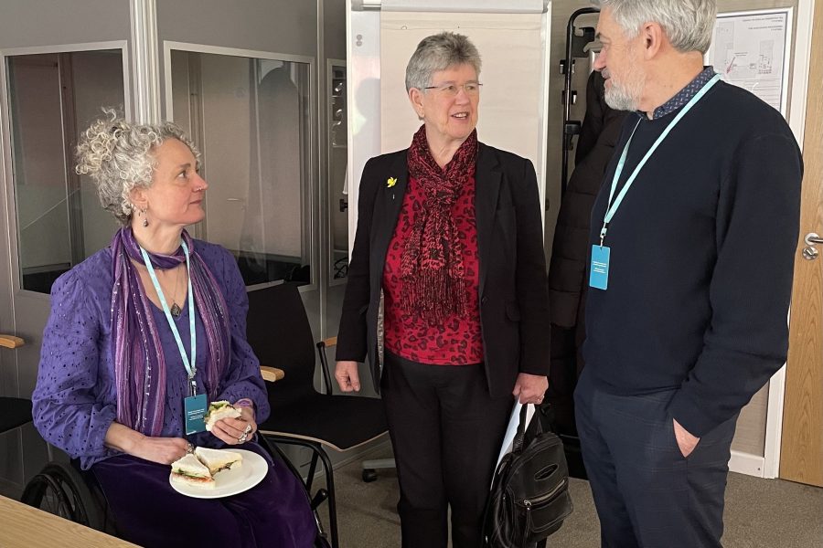 Kay Inckle (ncat board member), Jane Hutt (Trefnydd and Chief Whip) and Keith Richards (chair of the ncat board.)