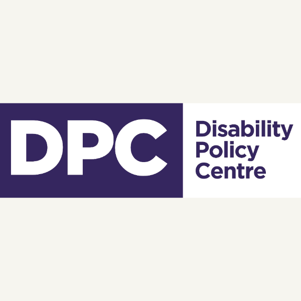 Disability Policy Centre logo with white letters DPC in a purple rectangle.